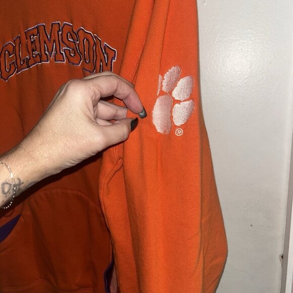 Clemson Tigers College Team Starter Orange Pullover Hoodie Sweatshirt Men Large - Picture 5 of 8